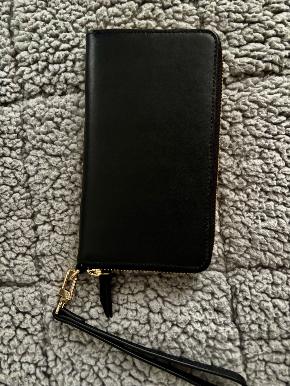 Samsonite Black Leather Wristlet with Gold Accents - Brand New!